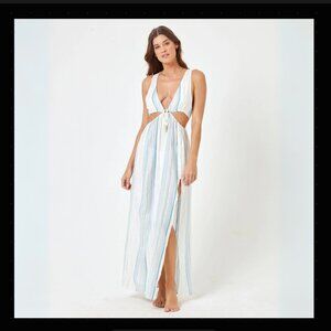 L*Space Blue and White Striped Maxi Dress